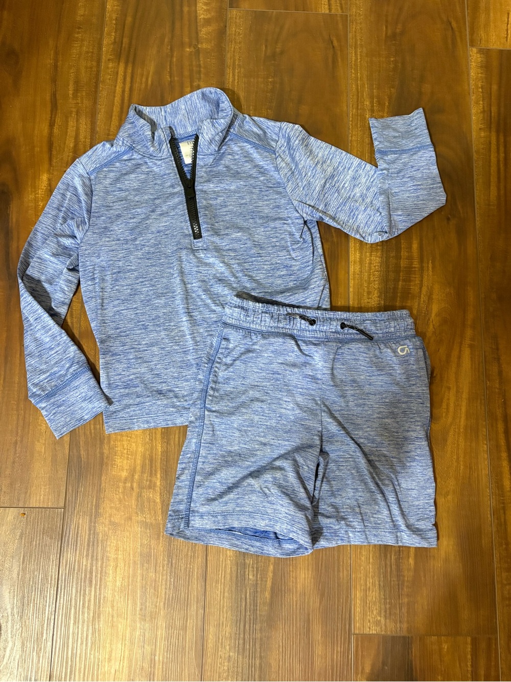 Gap Kids Light Blue Heather Active Zip Pullover & Shorts Set
